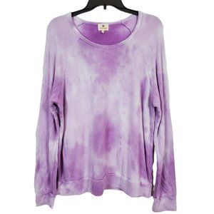 Sundry Womens Tie Dye Sweatshirt size 3 L Lilac Long Raglan Sleeve Knit Tee